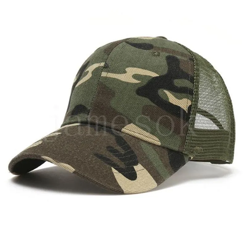 Casquette de camionneur de Camouflage en plein air, teinture par soleil, chapeau de chasse d'été, casquette de Baseball à visière, chapeaux de sport en maille df065