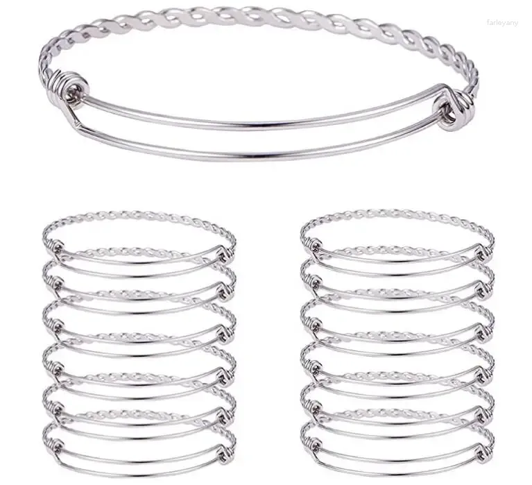 Bangle 5 Pçs / Lote Em Aço Inoxidável Ajustável Torção Fio Pulseira Cuff Billet Pulseiras Mulheres DIY Jóias Fazendo