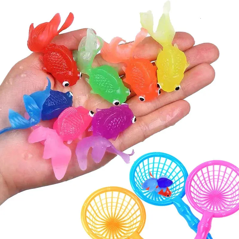 Juguetes de baño para bebés, 10 piezas, juego Kawaii de goma simulada, pez dorado, juego de agua para baby shower, juguete para regalo 231122