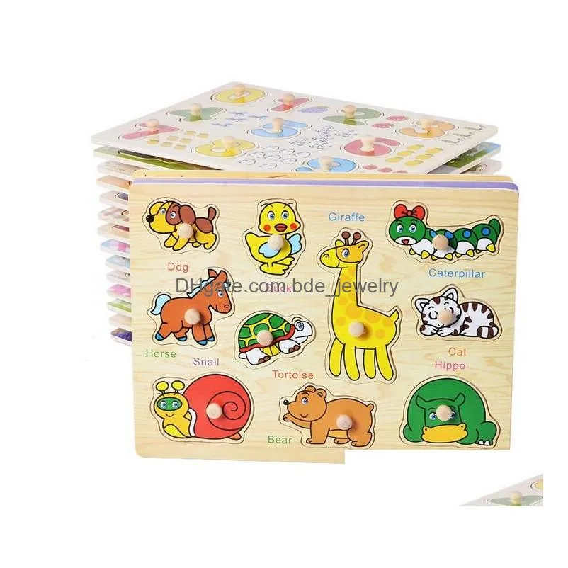 recognize puzzle montessori toy wooden 3d puzzles wooden chopping boards cartoon animals puzzle jigsaw game toys for kid early learning educational toys model