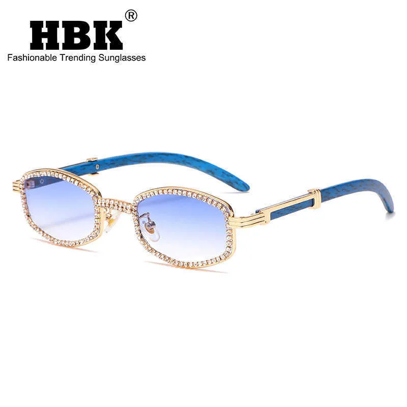 Sunglasses Luxury Rhinestone Sunglasses Women 2022 Small Oval Bling Diamond Brand Sun Glasses Men Wood Grain Frame Fashion Female Shades J230422