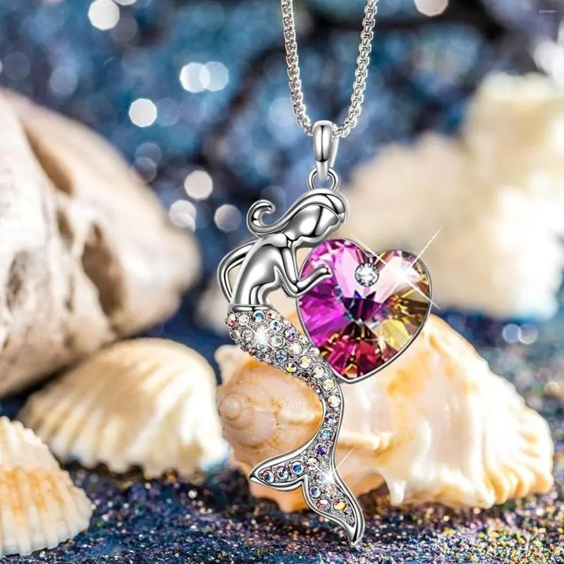 Kedjor Herrens silverhalsband Rhinestone Choker Color Diamond Zircon Heart Neckor Crystal Chain Jewelry for Women Girls