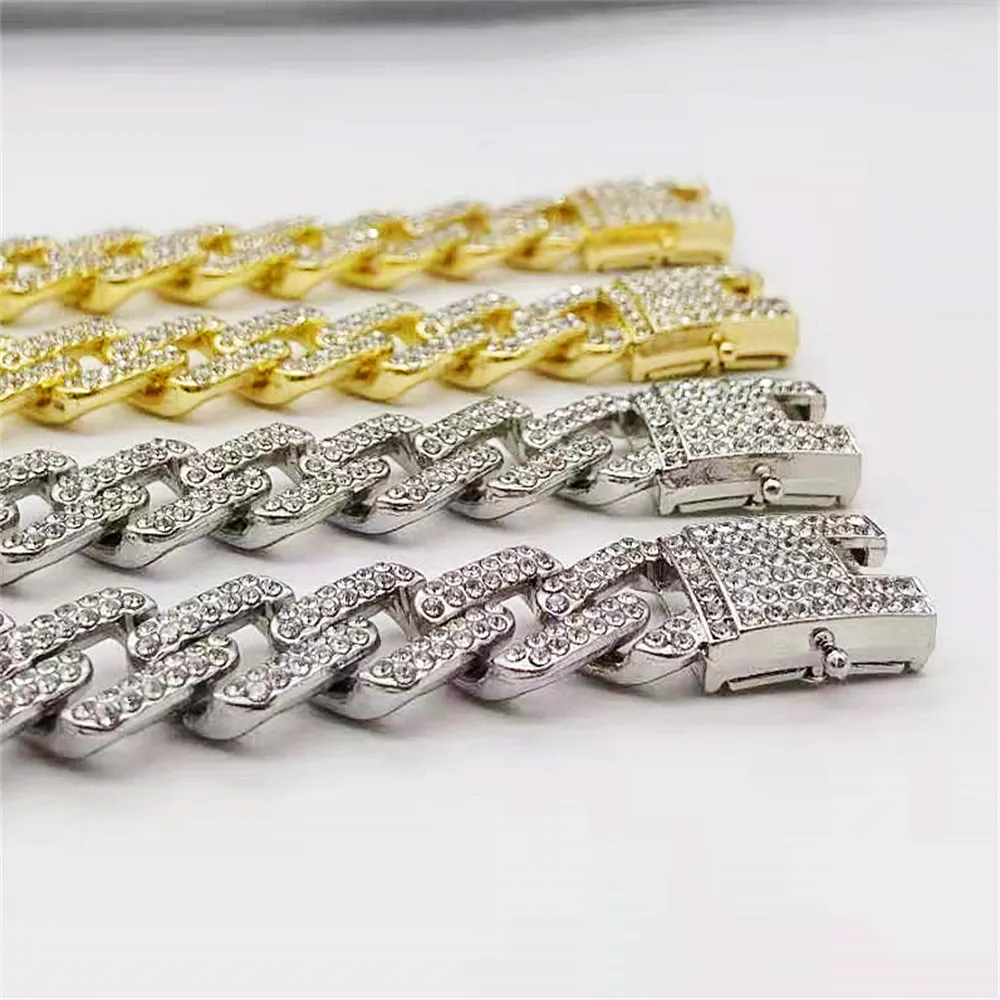 Halsband för herrkedja kubansk länk Guldkedjor Iced ut smycken diamantarmband 12mm diamanthalsband för män och kvinnor hiphop