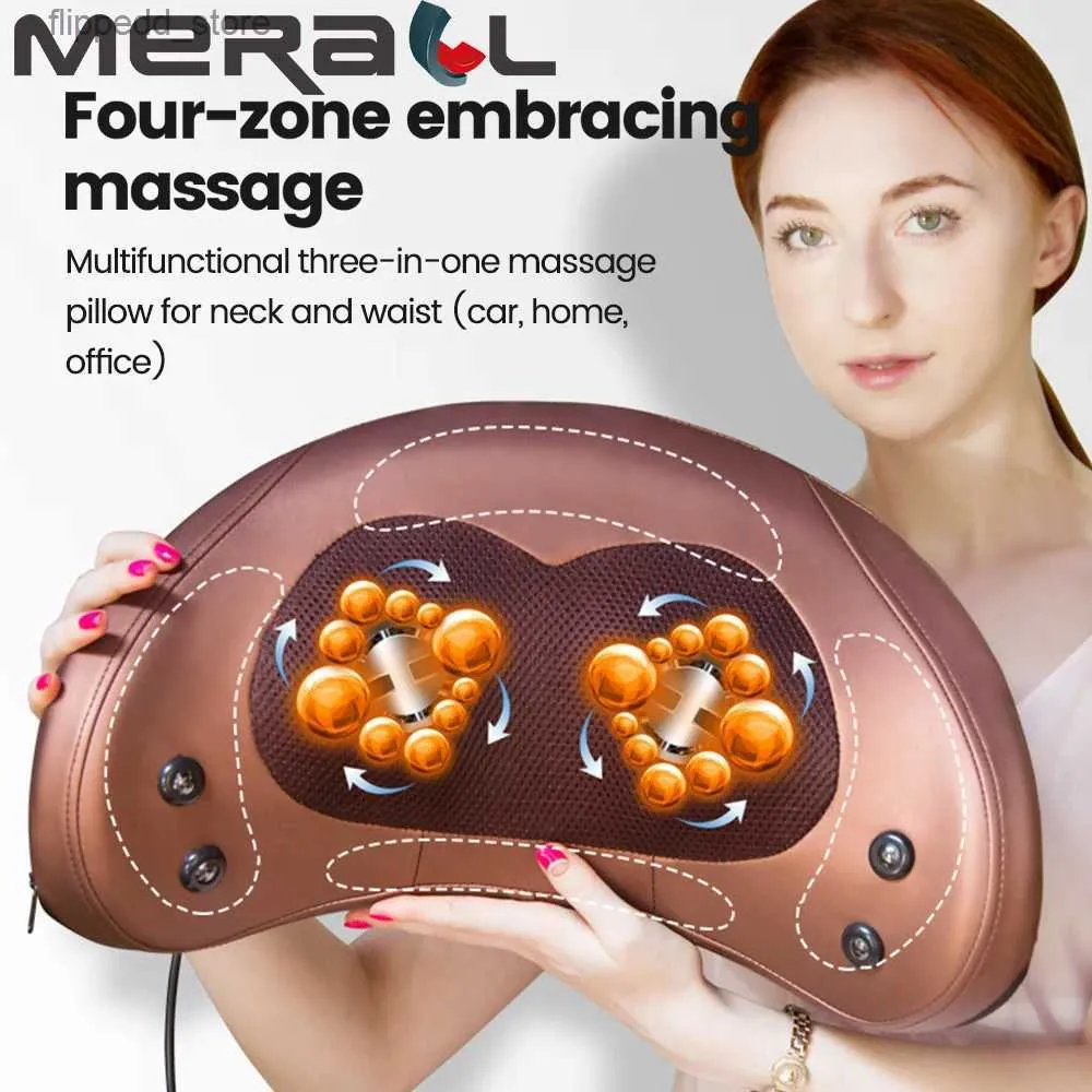 Massera nackkudde Relaxation Massage Pillow Vibrator Electric Head Shoulder Back Heating Knådan Infraröd kudde Shiatsu Neck Massager Q231123