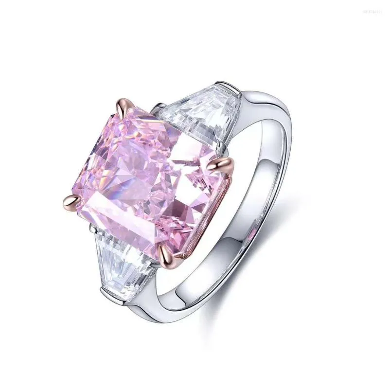 حلقات الكتلة Zhanhao الزفاف المجوهرات الوردي محاكاة الماس 9K الذهب للهدية الحفلات الفتيات 6 الماس الحاضر 2023 العصرية