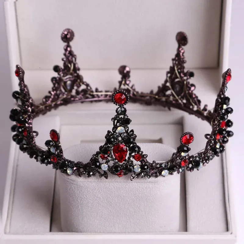 Bröllopshår smycken kristall rund brud tiara kronor barock tävling prom diadem strass häxa tiara pannband bröllop hår tillbehör 231121