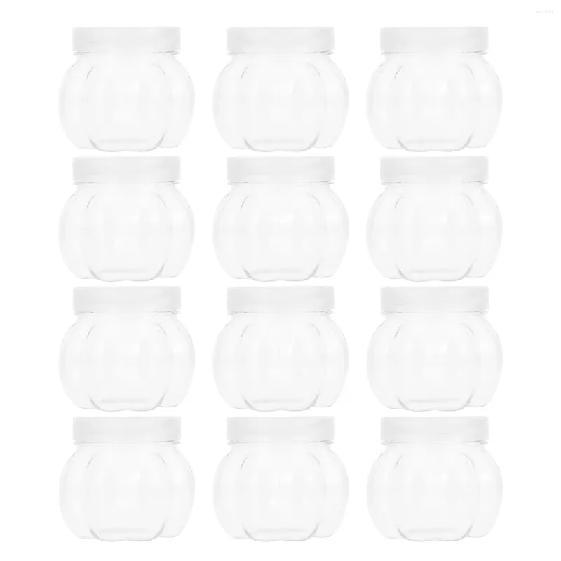 Storage Bottles 12 Pcs Pet Pumpkin Jar Candy Case Glass Jars Gift Packing Rack Transparent Lovely