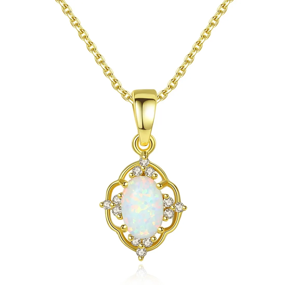 Micro ensemble Vintage européen Zircon opale S925 argent pendentif collier bijoux mode femmes plaqué or 18 carats rétro collier femmes fête de mariage saint valentin cadeau SPC