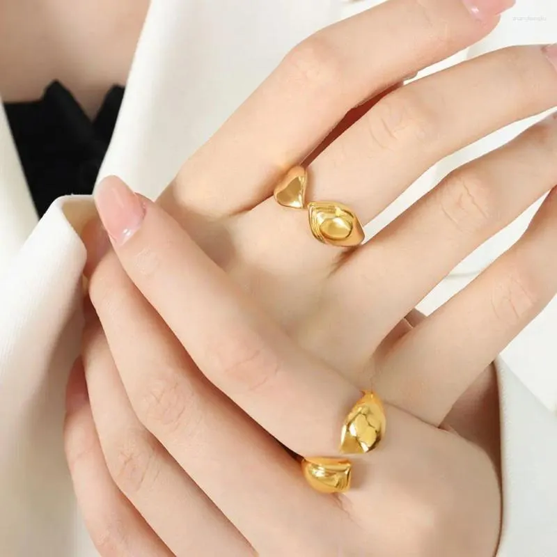 Cluster Ringe Mode Edelstahl Paar Ring Für Frauen Männer Exquisite Offene Temperament Finger Einfache Schmuck Großhandel Drop