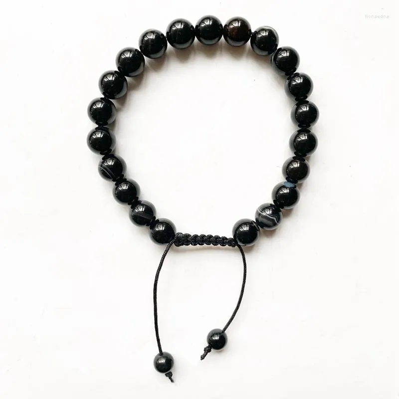 حبات Strand Natural Black Onyx Stone Beads 8mm أساور علاجية لعلاج الطاقة REIKI CRISTAL