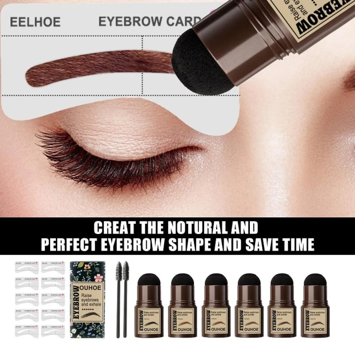 Ögonbrynsförstärkare 1Set Brow Stamp Shaping Kit vattentät långvarig naturlig form Contouring Stick Hairline Makeup7725903