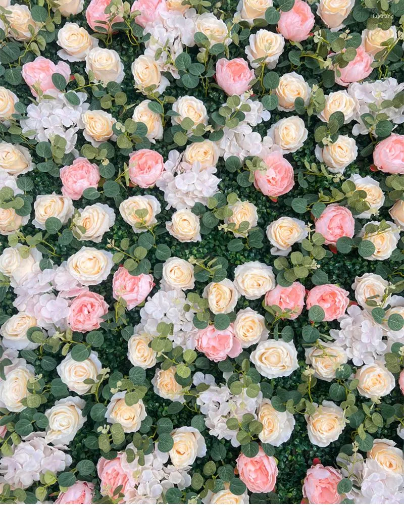 Dekorativa blommor Artificial Rose Flower Wall Wedding Decor Birthday Party Backdrop Pography Props Christmull Decoration Anpassad grön