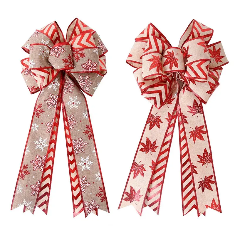 Christmas Decorations 54 25cm Large Bow Tree Decoration Year s Eve Party Ribbon Bows Linen Bowknot 231122