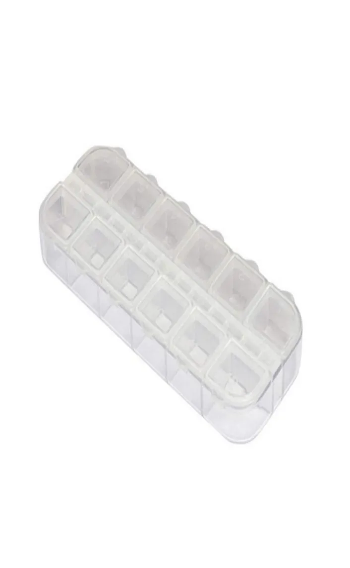 12 Grids Box Organizer Empty Divided Lattice Storage Box Case for Nail Art Tips Rhinestone Beads Gems Clear Plastic Case8672459