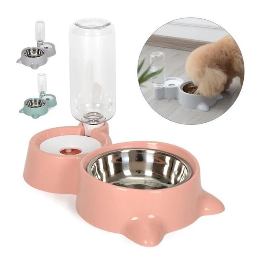 Bubble Pet Bowls Rostfritt stål Automatisk matarvatten Dispenser matbehållare för katthundkattunge leveranser Drop Ship Y200917255T