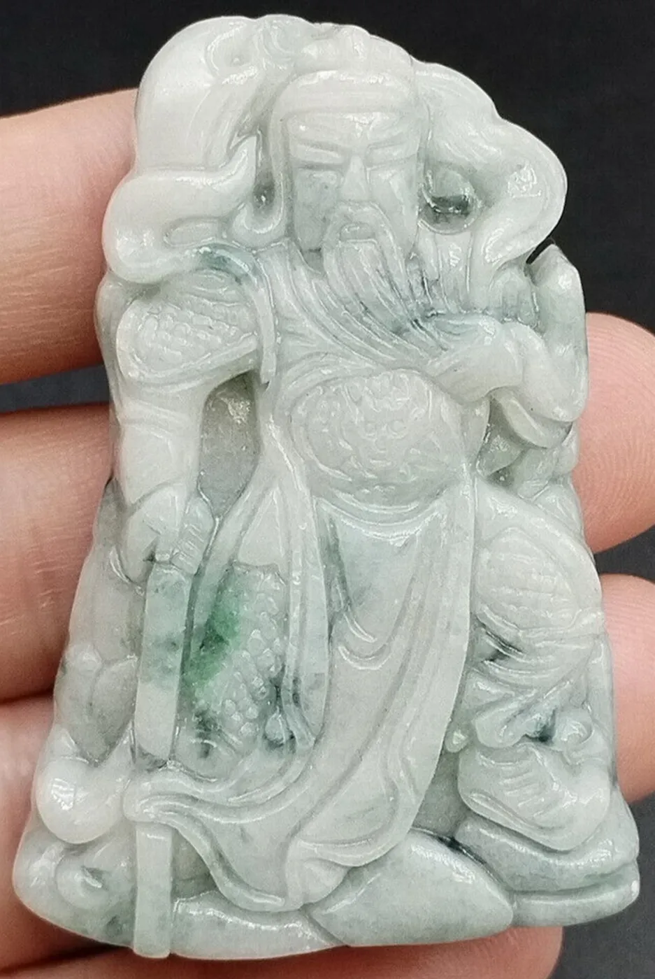 Certyfikowany zielony lawenda naturalna Jade Jadeite gong Gong God Sword Wiseld