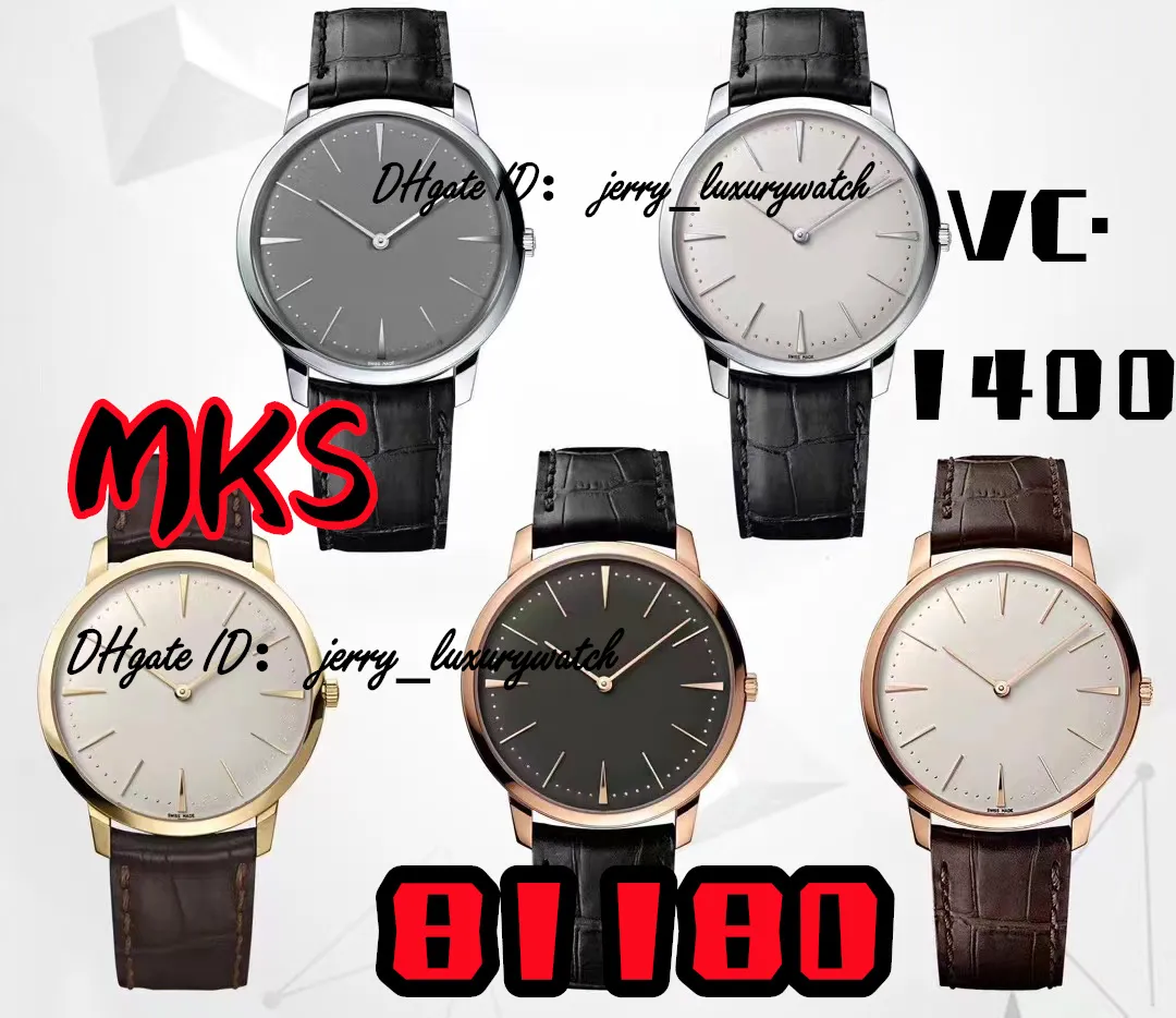 MKS Luksusowy zegarek męski Pastrimony 81180 Ultra-cienki zegarek, Cal.1400 Manual Ruch, 40*6,8 mm podwójna włoska łydka z maltańską klamrą na pin.