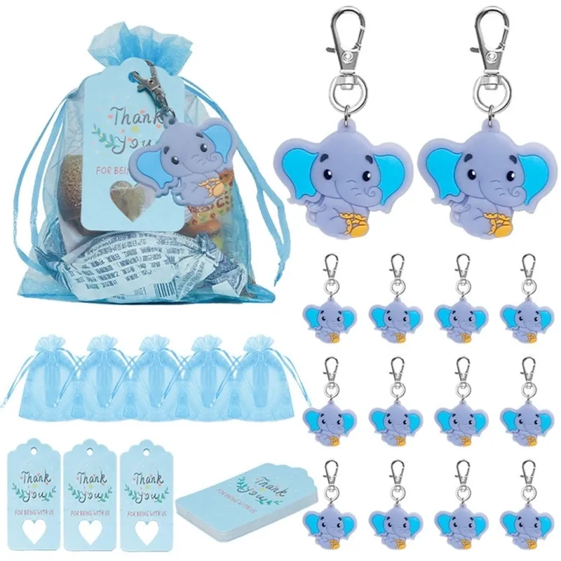 Opakowanie na prezenty 90 sztuki Baby Shower Return Favours dla gości Elephant Blakin z torbą Organza 230422