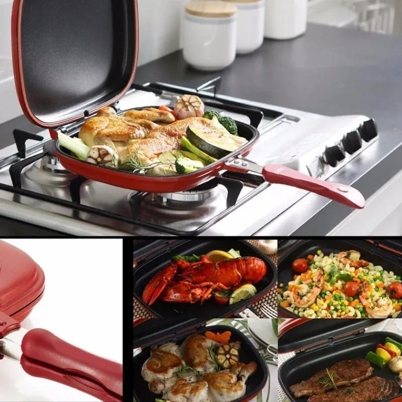 Double Sided Frying Pan For BBQ Grill Non Stick Portable 32CM 28CM Barbecue Cooking Tool Skillet Cookware Stove Cast Cooker From Fan10 35.85 DHgate.Com