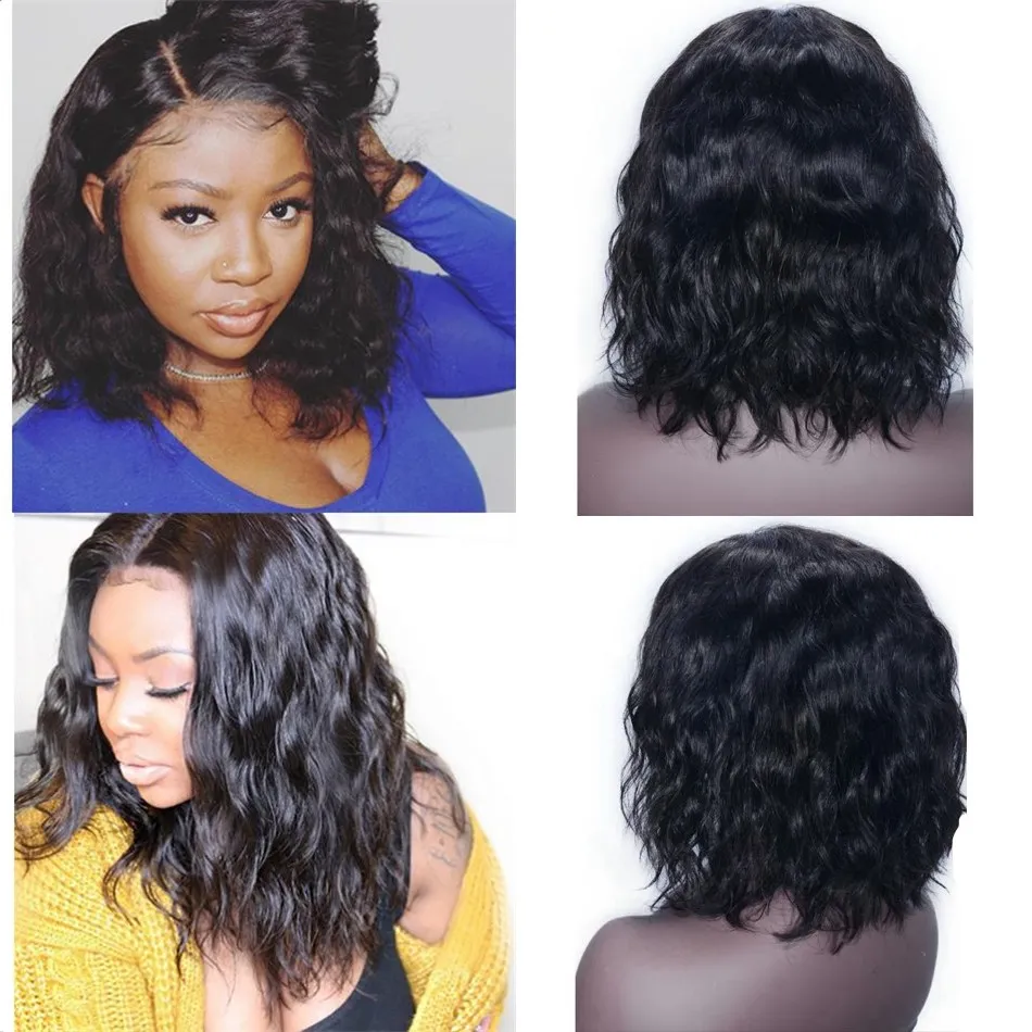 Short Bob Human Hair Wigs Brazilian Natural Wave Lace Front Wigs Pre Plucked Hairline with Baby Hair