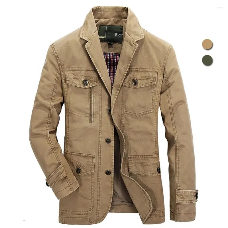 Mäns jackor vårhösten Casual Military Blazer Men Cotton Army Suit Jacket Slim Fit Business Coat Hunting Cargotops Plus Size 5xl