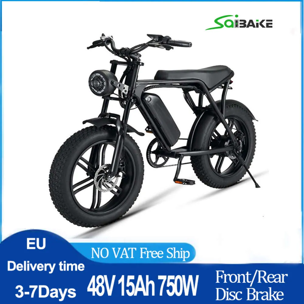 Elektrisk cykel 750W Brushless Motor Electric Bicycle 48V/30AH Retro Vuxna E Bike 20 "4.0 Fat Tire City Village Snow Mountain MTB