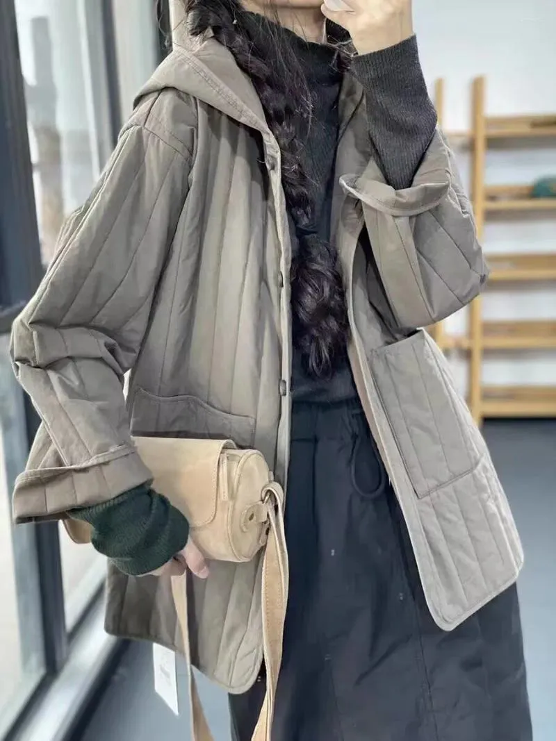 男性用セーター冬の服女性キルテッドコート暖かいパーカフード付きコートシングルブレスト長袖ジャケット韓国ファッションカジュアルルーズ