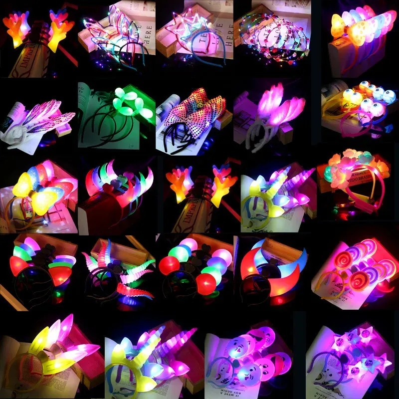 LED SwordsGuns 10pcs Light Luminous Glow Headband Flashing Headdress Toy Birthday Christmas Party Decoration Easter Valentines Day 231123