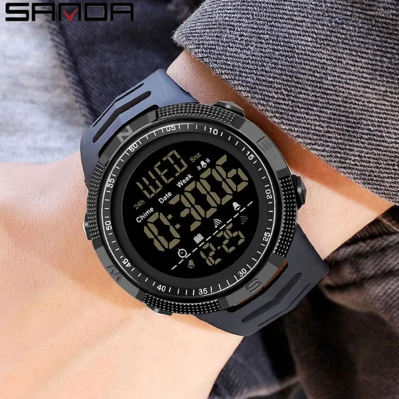 ساعة Wristwatches Military Sport Watch Mens Clock Fashion العلامة التجارية Sanda Digital Wristwatch Countdown Watches Hour Hour Relogio Maschulino