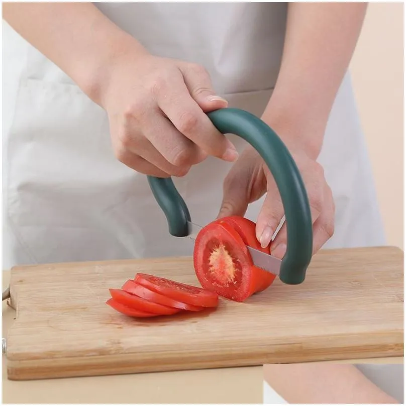 Fruit Slicer Handheld Salad Tool Portable Creative Potato Tomato Cucumber Fruit Cutter Banana Ham Kitchen Vegetable Tools Q765