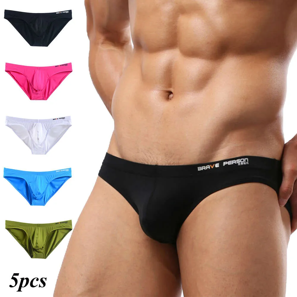 5 pezzi biancheria intima sexy da uomo traspirante slip a vita bassa U convesso sacchetto rigonfio mutandine comode mutande moda beachwear