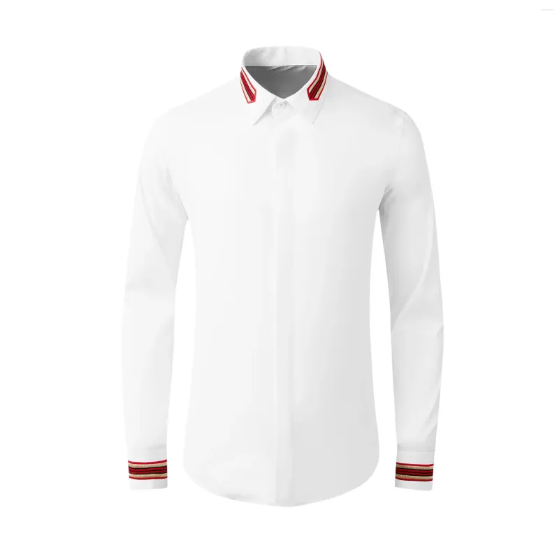 Męskie koszule Wysokiej jakości luksusowa biżuteria Oficjalna solidna piękna długi rękaw Slim Formal Social Office Mundurs Shirt