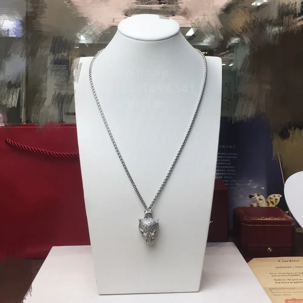 Kadınlar için Panthere Kolye MAN Diamond Emerald Gold kaplamalı 18K 925 Gümüş Elmas Marka Tasarımcısı Resmi Reproctions Zarif Hediye 014