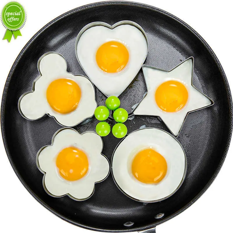 Nieuwe roestvrij staal 5style gebakken eierpannenkoek Shaper Omelette mal mal Friture Ei Kookgereedschap Keukenaccessoires Gadgetringen