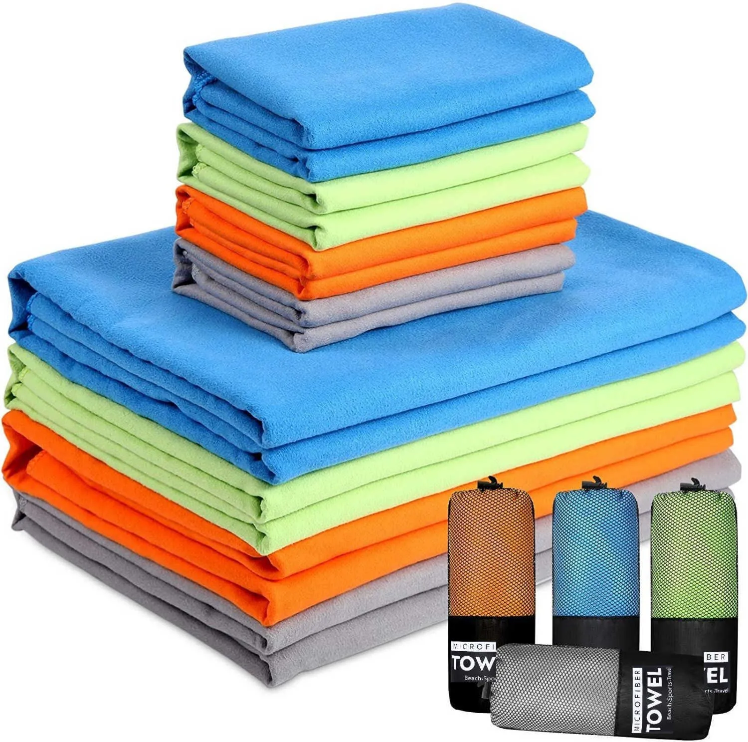 SINLAND Lot De 3 Serviettes De Camping En Microfibre Super Absorbantes, Compactes, Ultra Douces, à Séchage Rapide, Pour Sport, Plage, Natation, Randonnée, Yoga, 40,6 X 81,3 Cm