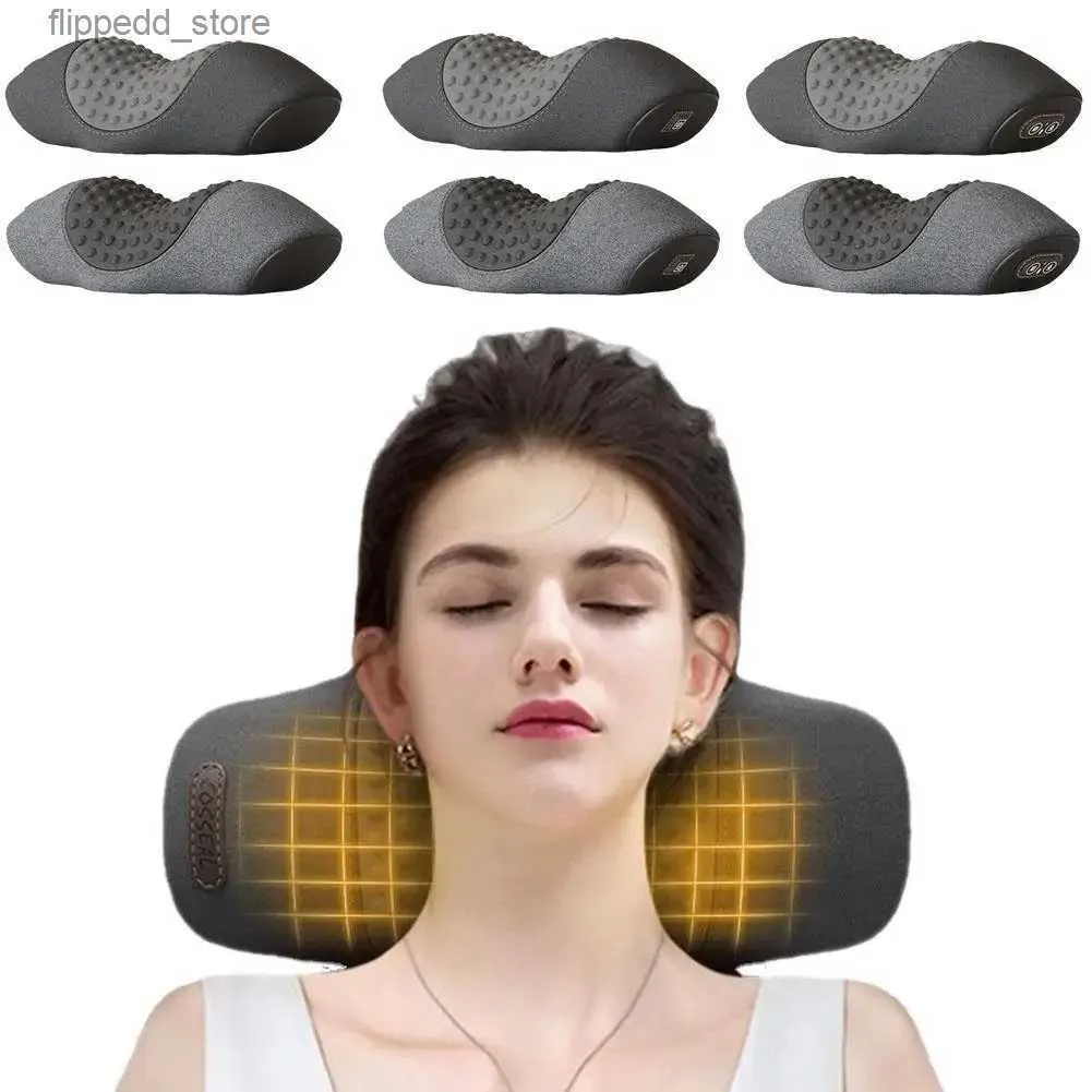 Massera nackkudde Electric Neck Massager Cervical Pillow Värmningsvibration Massage Neck Traction Relax Sleeping Memory Foam Spine Support Q231123