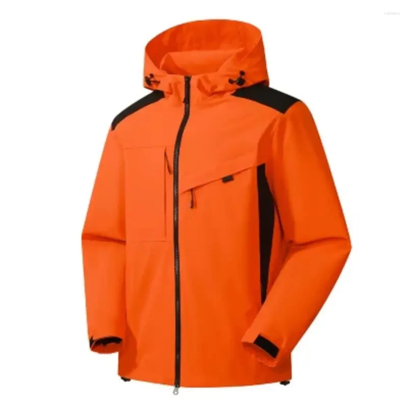 Vestes pour hommes 2023 Mode d'hiver Coupe-vent et imperméable Combinaison de plongée en plein air Couleur unie À capuche Veste de sport à manches longues