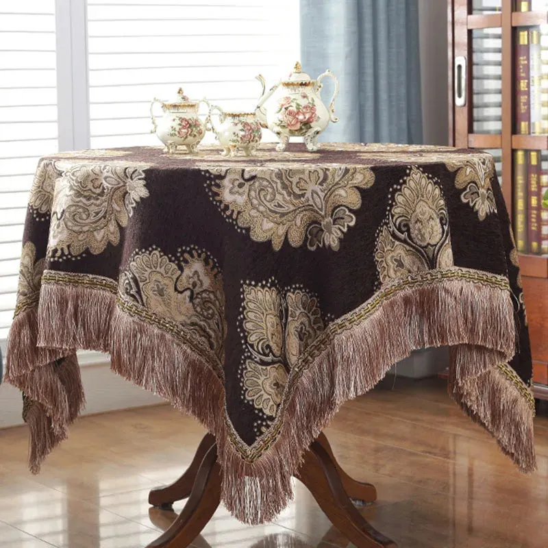 Nappe de table Nappe en chenille de style européen épaissir rectangulaire jacquard anti-poussière ronde couverture de salle à manger fête événements maison 231122