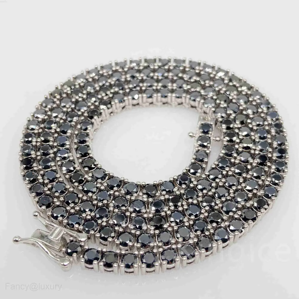 Halsband Moissanite 4mm Bredd Fashion Halsband Sterling Silver 925 Pass Tester Black VVS Moissnaite Diamond Tennis Chain