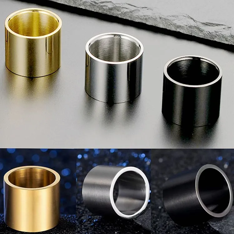 18MM Titanium Steel Wide Ring Brushed Large Ring for Men Matte Gold/Black/Silver Color Stainless Steel Rings Male Jewelry