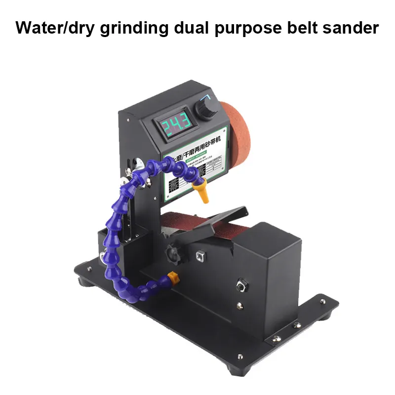 350W Wasserdichte Bandschleifmaschine Elektrischer wassergekühlter Bandschleifer DIY Messerschärfer Polierschleifmaschine mit 10 Schleifbändern