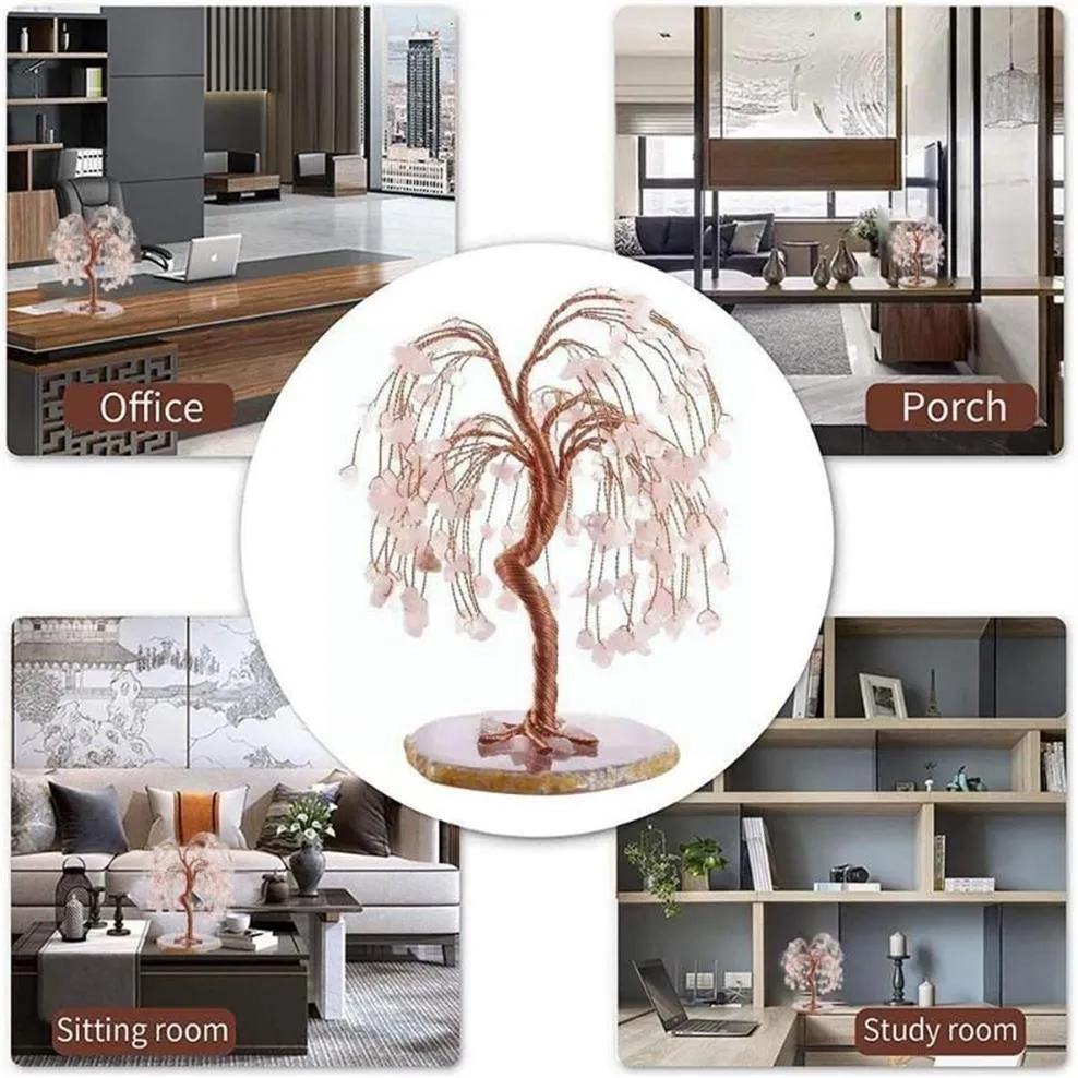 Articles de nouveauté guérison cristal larmes pierre concassée arbre de Fortune décor à la maison artisanat arbres artificiels ornements cadeau P6U2259u