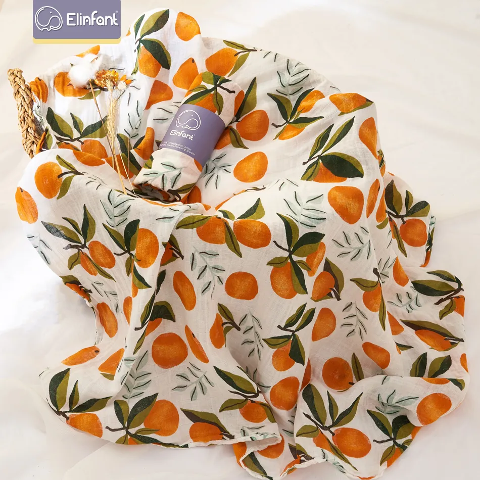 البطانيات Swaddling Elinfant 100 Cotton 120 110cm 2 طبقات مولود من منشفة حمام المولودة لفاش شاش تقطيع الجملة 230422