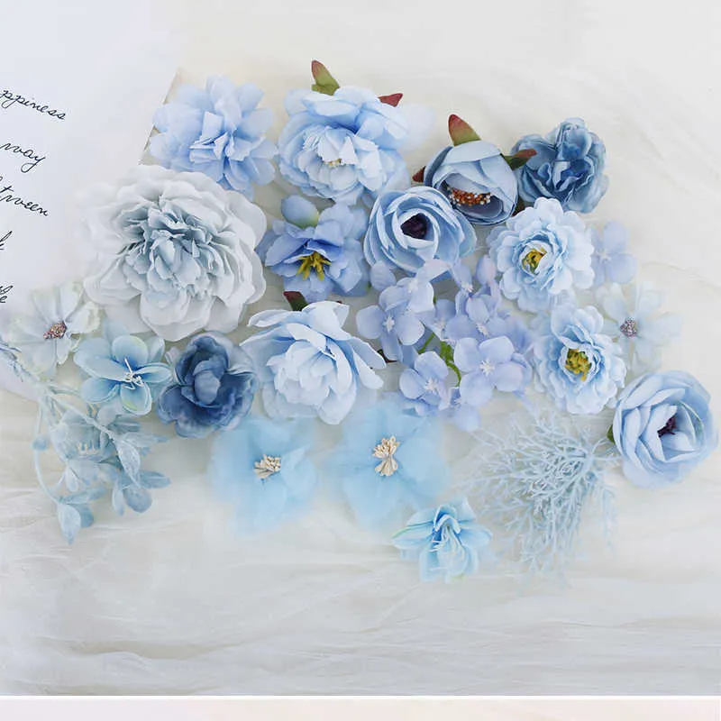Andere mode -accessoires 1 Bag Europeaan kunstmatige bloemkop voor thuisdecor bruiloft bloemen muur decoratie diy haaraccessoires corsage ambachtskit flo j230422