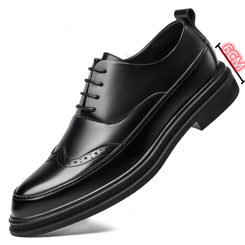 Dress Shoes Height Increasing Mens Wedding Shoes Brogue Heel Men Business Elevator Shoes Fashion Man Lift Shoe Oxford 231122