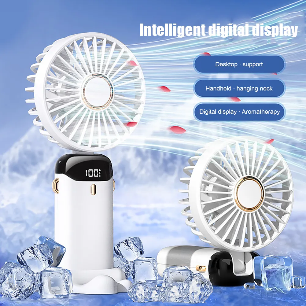 Other Home Garden USB Mini Handheld Fan Outdoor Portable Air Conditioner 3000mAh Wireless Rechargeable Desktop Folding Hanging Neck 230422