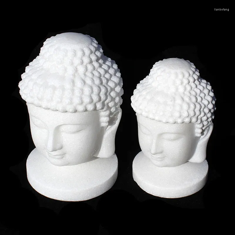 Figurines décoratives 1 pièces tête de bouddha en pierre de Jade blanc naturel pour la guérison