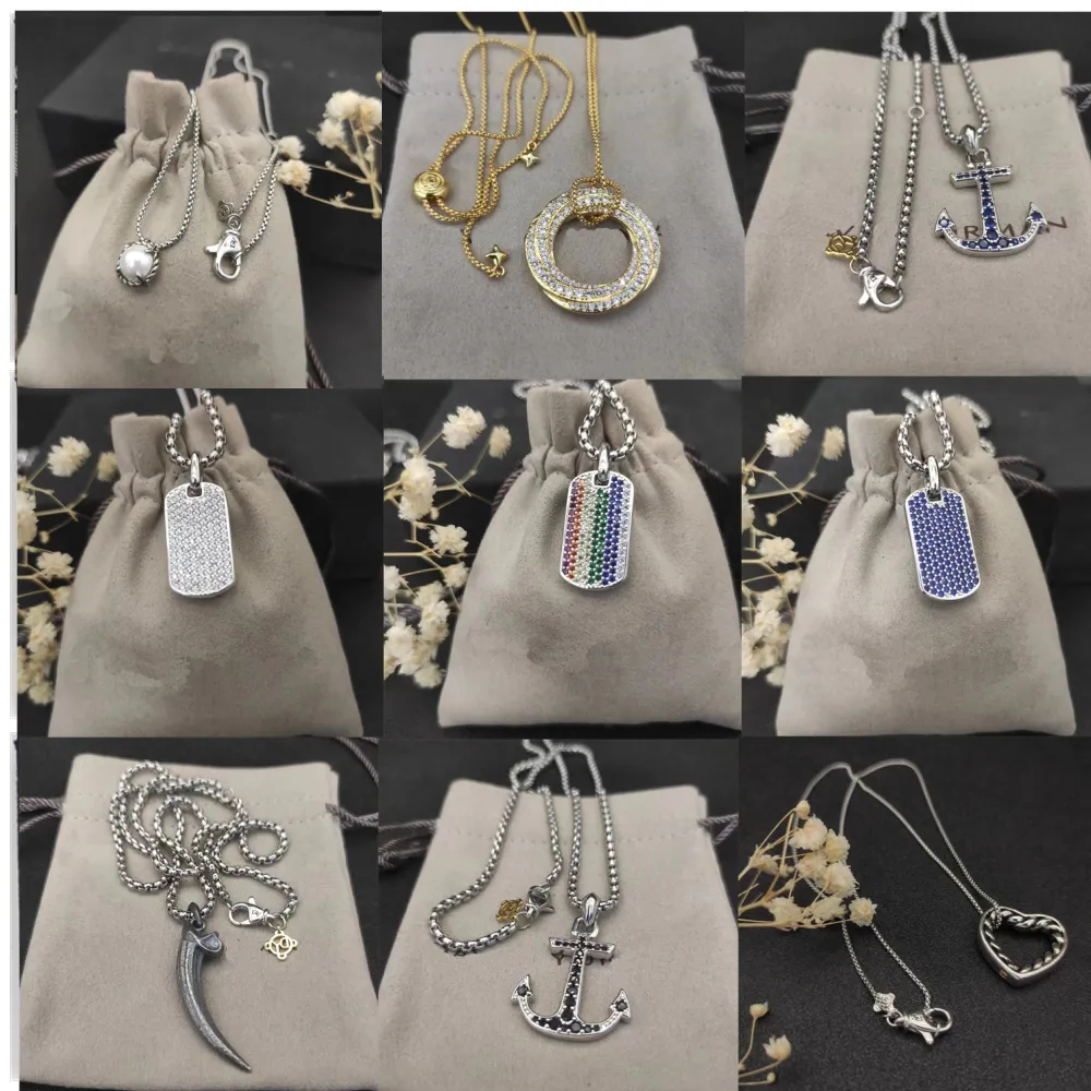 Dy designer with box Men Women Style Pendant Necklaces Classic Diamond Vintage ship's anchor Star shape Necklace length 45cm-90cm jewelry Christmas gifts