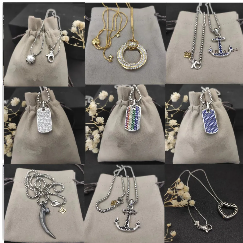 Dy designer met doos Heren Dames Stijl Hanger Kettingen Klassieke Diamant Vintage scheepsanker Stervorm Ketting lengte 45 cm-90 cm sieraden Kerstcadeaus