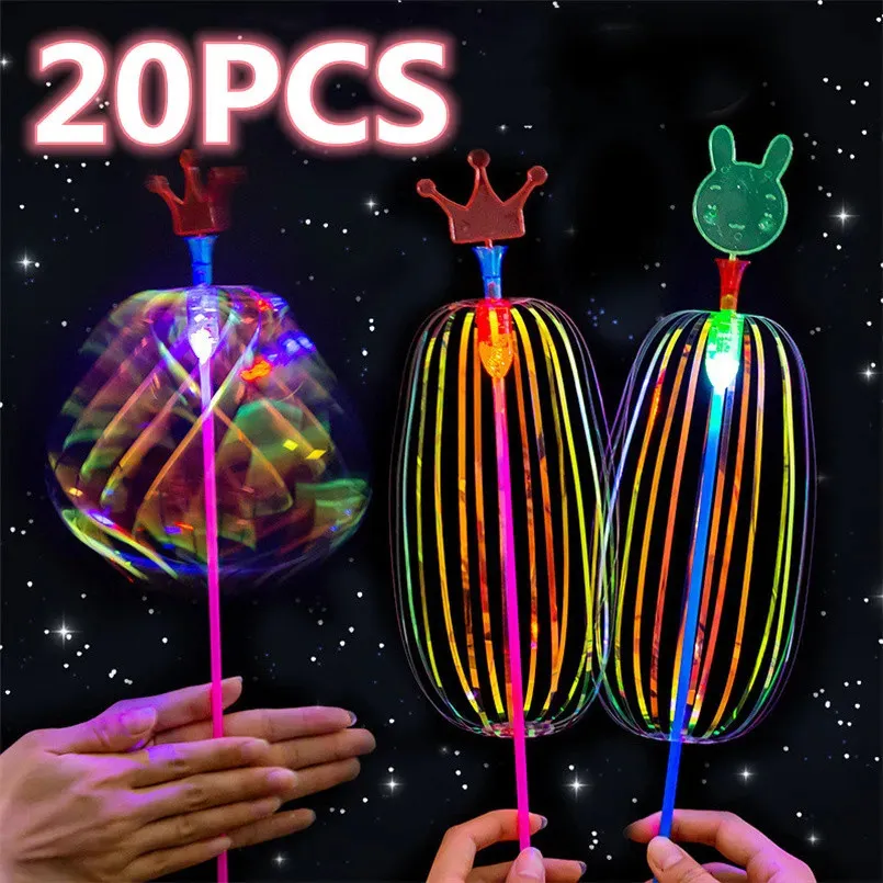 LED SwordsGuns 20PCS Rainbow Magic Stick Wand Bubble Flower Colorful Luminous Toy Flashing Kids Toys Birthday Wedding Party 231123
